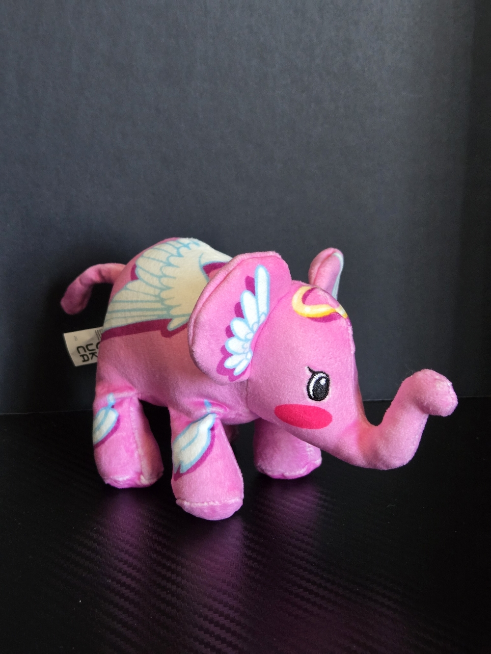 Pop Art Soft Plush Elephant Angel 4" Bean Plushie Pink Halo Wings